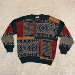 Vtg Monello Sweater Size Medium Wool Blend Pullover Made In Italy Multicolor 90s